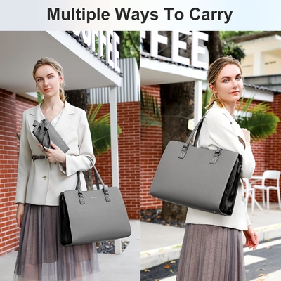 KEYLI 4PC SETS LAPTOP BAG VIR VROUWEN grote leer laptop briefcase met USB oplaadpoort computer schouder TOTE BAGS PU