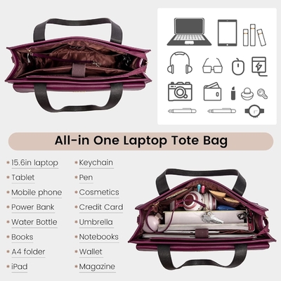 Lovevook laptopzak voor vrouwen 15,6 inch laptop voor alle werkzak professionele leer computer koffer waterdicht zakelijk