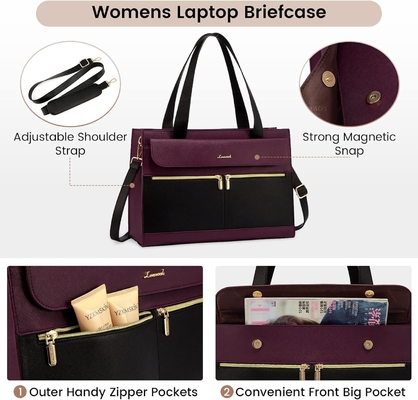 Lovevook laptopzak voor vrouwen 15,6 inch laptop voor alle werkzak professionele leer computer koffer waterdicht zakelijk