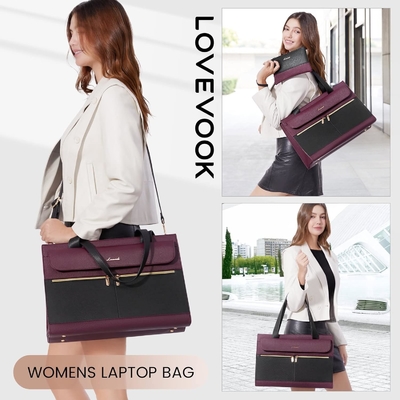 Lovevook laptopzak voor vrouwen 15,6 inch laptop voor alle werkzak professionele leer computer koffer waterdicht zakelijk