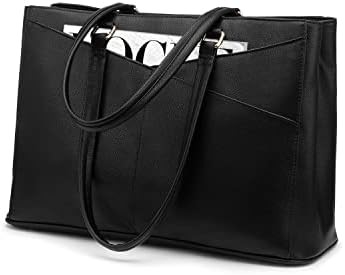 LAPTOP TOTE BAG VIR VROUWEN 15,6 inch WATERPROOF LEER COMPUTERBAGEN BUSINESS BUREWORK Briefcase ZWART