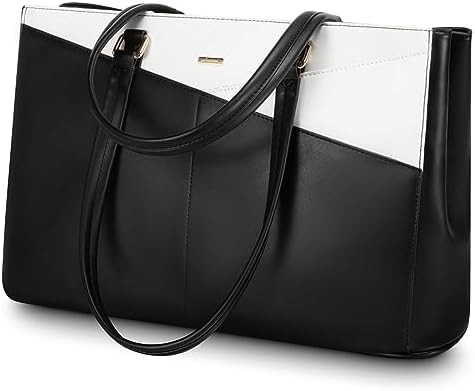 LAPTOP TOTE BAG VIR VROUWEN 15,6 inch WATERPROOF LEER COMPUTERBAGEN BUSINESS BUREWORK Briefcase ZWART