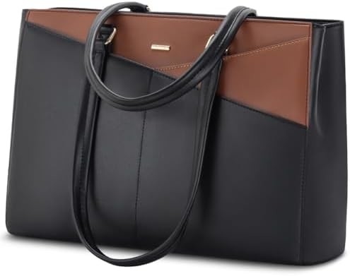 LAPTOP TOTE BAG VIR VROUWEN 15,6 inch WATERPROOF LEER COMPUTERBAGEN BUSINESS BUREWORK Briefcase ZWART