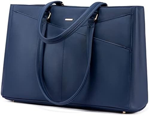 LAPTOP TOTE BAG VIR VROUWEN 15,6 inch WATERPROOF LEER COMPUTERBAGEN BUSINESS BUREWORK Briefcase ZWART