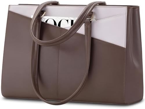 LAPTOP TOTE BAG VIR VROUWEN 15,6 inch WATERPROOF LEER COMPUTERBAGEN BUSINESS BUREWORK Briefcase ZWART