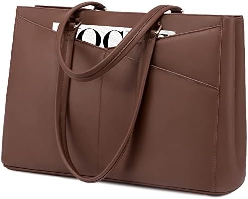 LAPTOP TOTE BAG VIR VROUWEN 15,6 inch WATERPROOF LEER COMPUTERBAGEN BUSINESS BUREWORK Briefcase ZWART