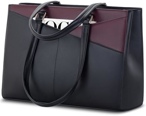 LAPTOP TOTE BAG VIR VROUWEN 15,6 inch WATERPROOF LEER COMPUTERBAGEN BUSINESS BUREWORK Briefcase ZWART