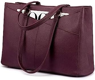 LAPTOP TOTE BAG VIR VROUWEN 15,6 inch WATERPROOF LEER COMPUTERBAGEN BUSINESS BUREWORK Briefcase ZWART
