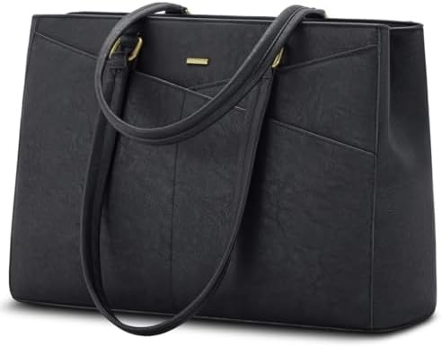 LAPTOP TOTE BAG VIR VROUWEN 15,6 inch WATERPROOF LEER COMPUTERBAGEN BUSINESS BUREWORK Briefcase ZWART