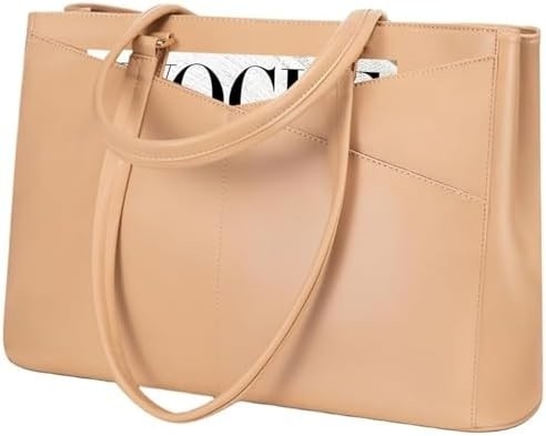 LAPTOP TOTE BAG VIR VROUWEN 15,6 inch WATERPROOF LEER COMPUTERBAGEN BUSINESS BUREWORK Briefcase ZWART