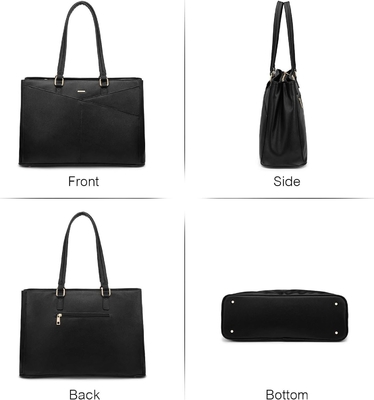 LAPTOP TOTE BAG VIR VROUWEN 15,6 inch WATERPROOF LEER COMPUTERBAGEN BUSINESS BUREWORK Briefcase ZWART