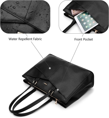 LAPTOP TOTE BAG VIR VROUWEN 15,6 inch WATERPROOF LEER COMPUTERBAGEN BUSINESS BUREWORK Briefcase ZWART