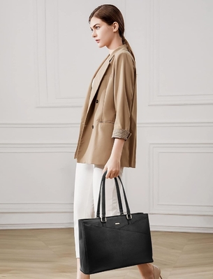 LAPTOP TOTE BAG VIR VROUWEN 15,6 inch WATERPROOF LEER COMPUTERBAGEN BUSINESS BUREWORK Briefcase ZWART