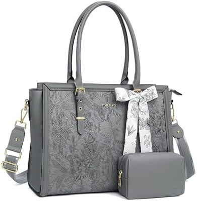 MOSISO Laptop BAG VROUWEN, 17-17.3 inch PU LEER TOTE BAG Compatibel met MACBOOK, HP, DELL, ASUS NOTEBOOK