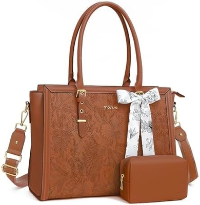 MOSISO Laptop BAG VROUWEN, 17-17.3 inch PU LEER TOTE BAG Compatibel met MACBOOK, HP, DELL, ASUS NOTEBOOK