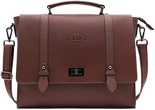 EASEGAVE Vrouwen 17 inch laptop briefcase, Vintage Purple SAFFIANO eco-leer, Multi-compartiment, 3 pond gewicht capaciteit