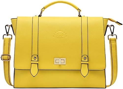 EASEGAVE Vrouwen 17 inch laptop briefcase, Vintage Purple SAFFIANO eco-leer, Multi-compartiment, 3 pond gewicht capaciteit