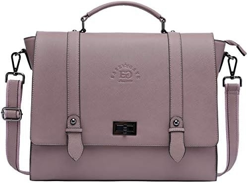 EASEGAVE Vrouwen 17 inch laptop briefcase, Vintage Purple SAFFIANO eco-leer, Multi-compartiment, 3 pond gewicht capaciteit