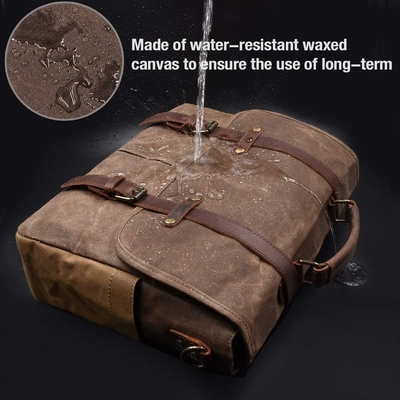 Mensen boodschapper tas 15,6 inch waterdicht Vintage Echt leer gewassen doek Briefcase grote zakje schoudertas