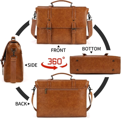 Mensen boodschapper tas VINTAGE 15.6 inch waterdicht leer laptop briefcase grote zak schouder tas retro kantoor college