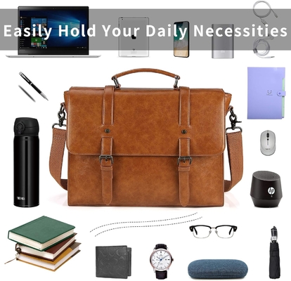 Mensen boodschapper tas VINTAGE 15.6 inch waterdicht leer laptop briefcase grote zak schouder tas retro kantoor college