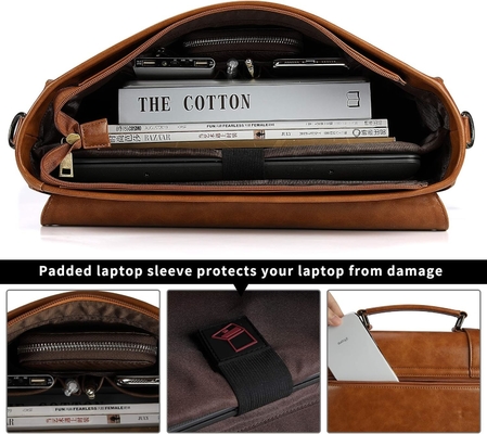 Mensen boodschapper tas VINTAGE 15.6 inch waterdicht leer laptop briefcase grote zak schouder tas retro kantoor college
