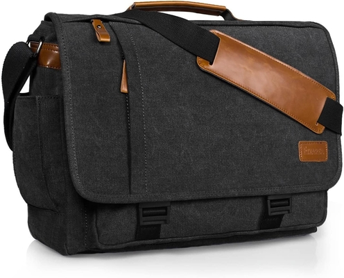 ISTARER MEN MESSENGER BAG 15,6 inch, waterbestendig doek computertas werktas, laptop schoudertas briefschrift tas