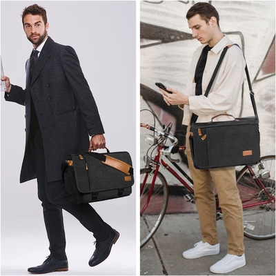 ISTARER MEN MESSENGER BAG 15,6 inch, waterbestendig doek computertas werktas, laptop schoudertas briefschrift tas