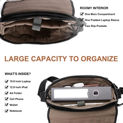 ISTARER MEN MESSENGER BAG 15,6 inch, waterbestendig doek computertas werktas, laptop schoudertas briefschrift tas