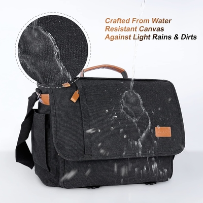 ISTARER MEN MESSENGER BAG 15,6 inch, waterbestendig doek computertas werktas, laptop schoudertas briefschrift tas