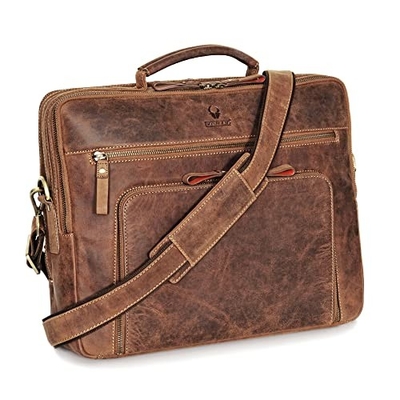 Laptoptas San Francisco 17 inch handgemaakte lederen schoudertas voor het notitieboek, koffer voor kantoor,