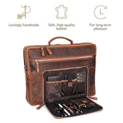 Laptoptas San Francisco 17 inch handgemaakte lederen schoudertas voor het notitieboek, koffer voor kantoor,