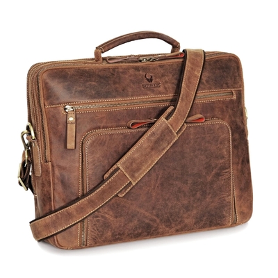 Laptoptas San Francisco 17 inch handgemaakte lederen schoudertas voor het notitieboek, koffer voor kantoor,