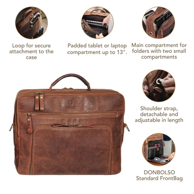Laptoptas San Francisco 17 inch handgemaakte lederen schoudertas voor het notitieboek, koffer voor kantoor,