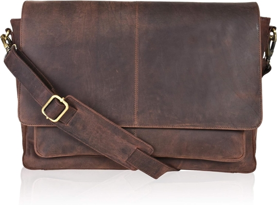 OAK LEEREN LEEREN MESSENGER BAGEN VIR MANEN EN VROUWEN - LAPTOP briefzak BAGEN VIR COLLEGE, BURE, verstelbare schouder