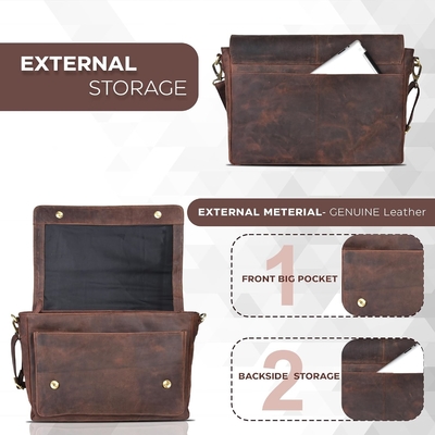 OAK LEEREN LEEREN MESSENGER BAGEN VIR MANEN EN VROUWEN - LAPTOP briefzak BAGEN VIR COLLEGE, BURE, verstelbare schouder