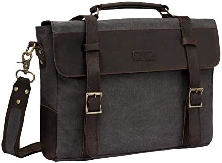 Boodschappenzak voor mannen, Vintage Canvas Leer Canvas Laptop Tasje Schoudertas Business koffer