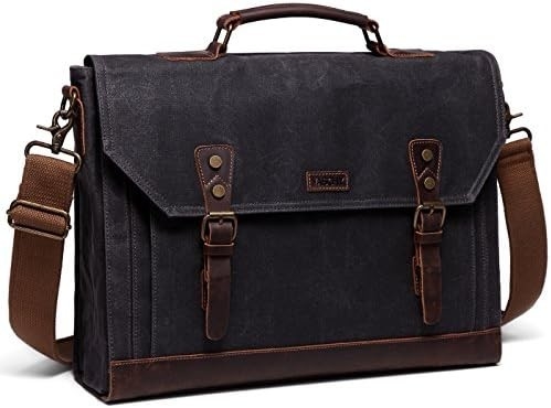 Boodschappenzak voor mannen, Vintage Canvas Leer Canvas Laptop Tasje Schoudertas Business koffer
