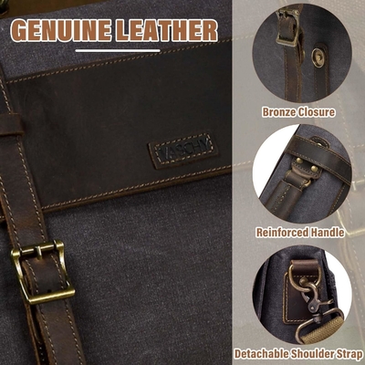 Boodschappenzak voor mannen, Vintage Canvas Leer Canvas Laptop Tasje Schoudertas Business koffer
