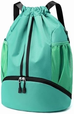 HOEDIA SPORTS DRAWSTRING rugzak - STRING SWIM GYM BAG met schoenencompartiment en natte-proof zak voor vrouwen en mannen