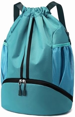 HOEDIA SPORTS DRAWSTRING rugzak - STRING SWIM GYM BAG met schoenencompartiment en natte-proof zak voor vrouwen en mannen