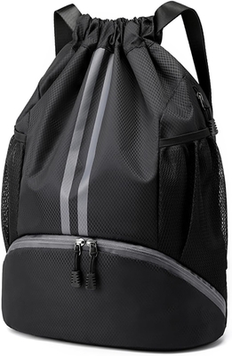 HOEDIA SPORTS DRAWSTRING rugzak - STRING SWIM GYM BAG met schoenencompartiment en natte-proof zak voor vrouwen en mannen