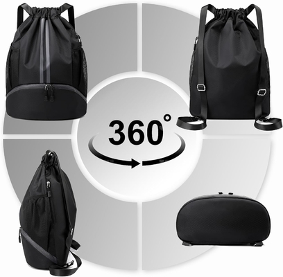 HOEDIA SPORTS DRAWSTRING rugzak - STRING SWIM GYM BAG met schoenencompartiment en natte-proof zak voor vrouwen en mannen