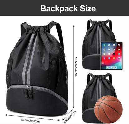 HOEDIA SPORTS DRAWSTRING rugzak - STRING SWIM GYM BAG met schoenencompartiment en natte-proof zak voor vrouwen en mannen