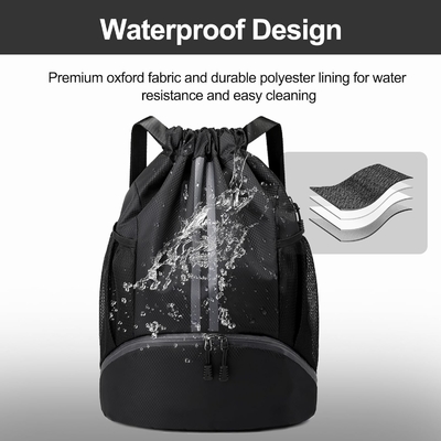 HOEDIA SPORTS DRAWSTRING rugzak - STRING SWIM GYM BAG met schoenencompartiment en natte-proof zak voor vrouwen en mannen