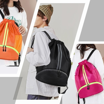 HOEDIA SPORTS DRAWSTRING rugzak - STRING SWIM GYM BAG met schoenencompartiment en natte-proof zak voor vrouwen en mannen