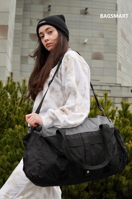 BAGSMART gymtassen voor mannen vrouwen, vouwbare reistas, lichtgewicht weekendtas met schoenencompartiment,