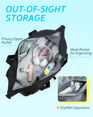 BAGSMART Gymtas met schoenencompartiment en natte zak, lichtgewicht sport reis duffeltas, C TO STORE SPORTSCHUITEN WATER