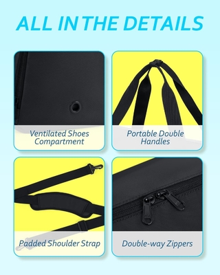 BAGSMART Gymtas met schoenencompartiment en natte zak, lichtgewicht sport reis duffeltas, C TO STORE SPORTSCHUITEN WATER
