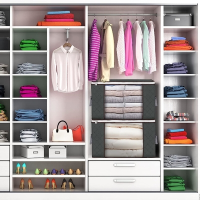 90L grote opslagzakken, 6 verpakkingen kleding opslagbakken opvouwbare kast organisatoren opslagcontainers met versterkt handvat